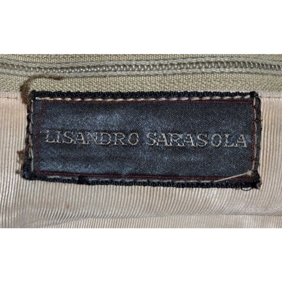 Vintage Lisandro Sarasota Large 2-Tone Brown Leather Engraved Double Handle Bag - Picture 14 of 16